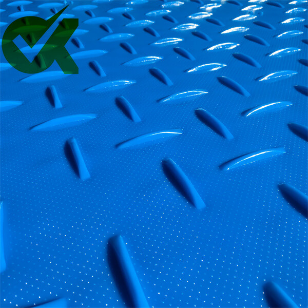 Blue temporary roadway mat for ground protection